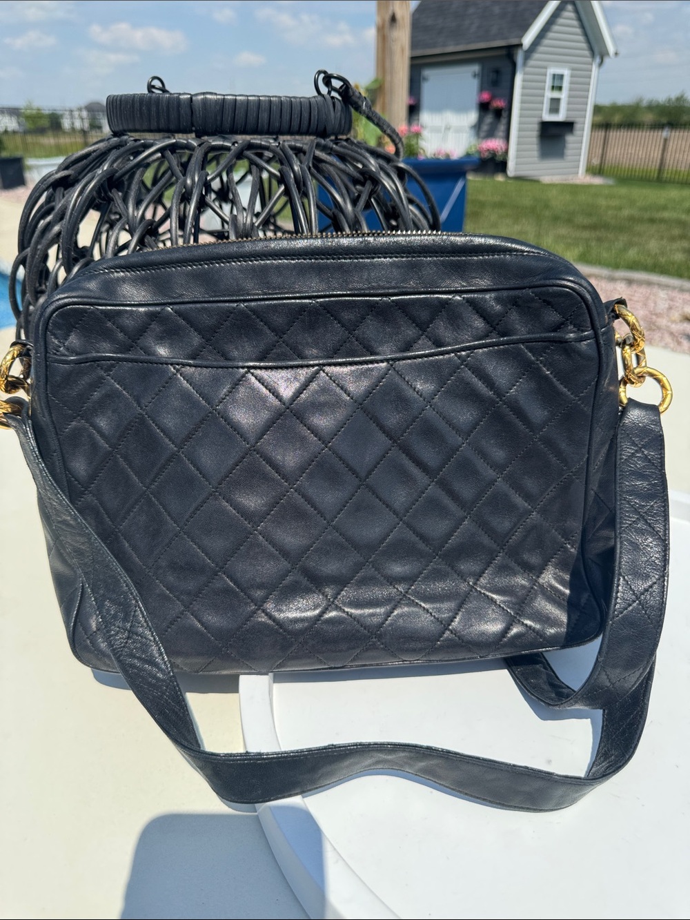 CHANEL Black Quilted Leather Shoulder Baguette with Embossed CC - Picture 3 of 10